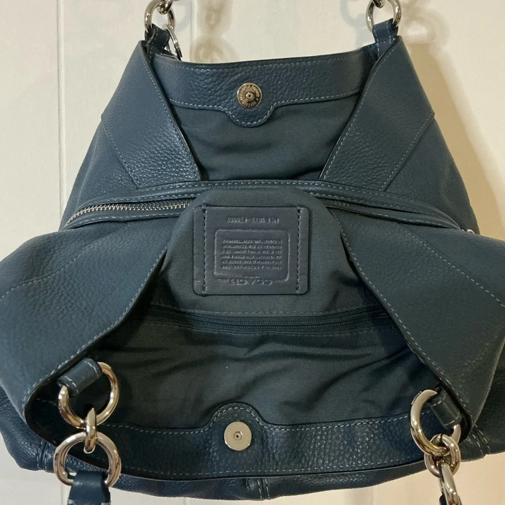 Coach Lexy F28997 Tote‎ Bag Leather Navy Blue